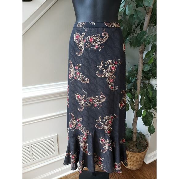 Emma & James 3 Piece Skirt Suit Women Size 14 Black Floral Collar Button Front - Picture 3 of 13